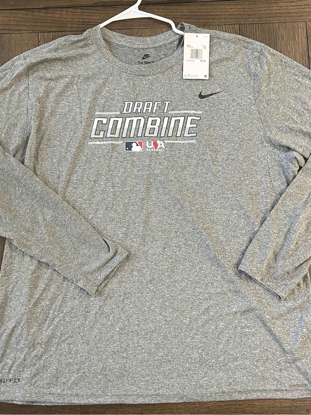 Nike Gray Long Sleeve MLB Draft Combine Tee